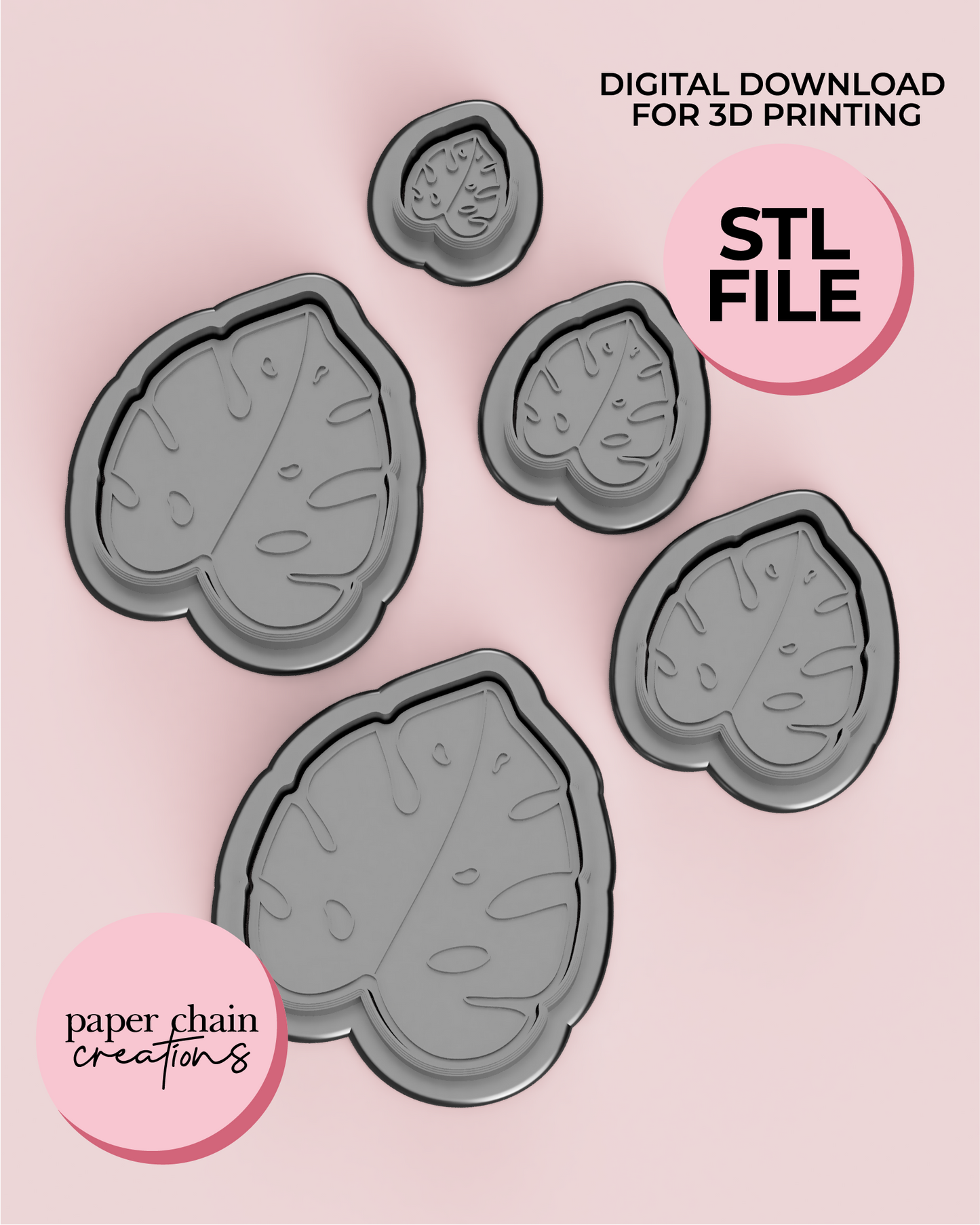 Jungle Leaf STL Digital Download Cookie Cutter and Fondant Embosser