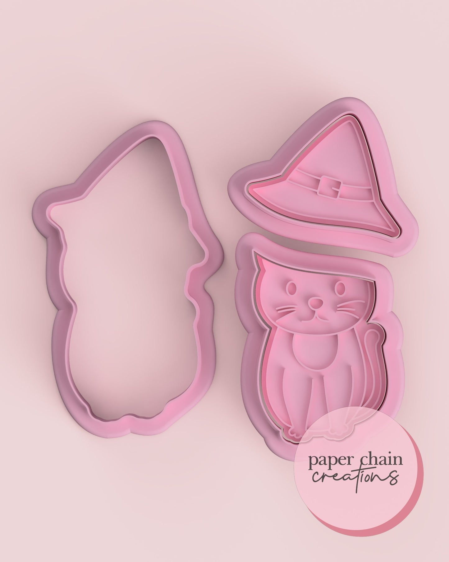 Black Cat with Witches Hat Cookie Cutters and Fondant Embossers SET
