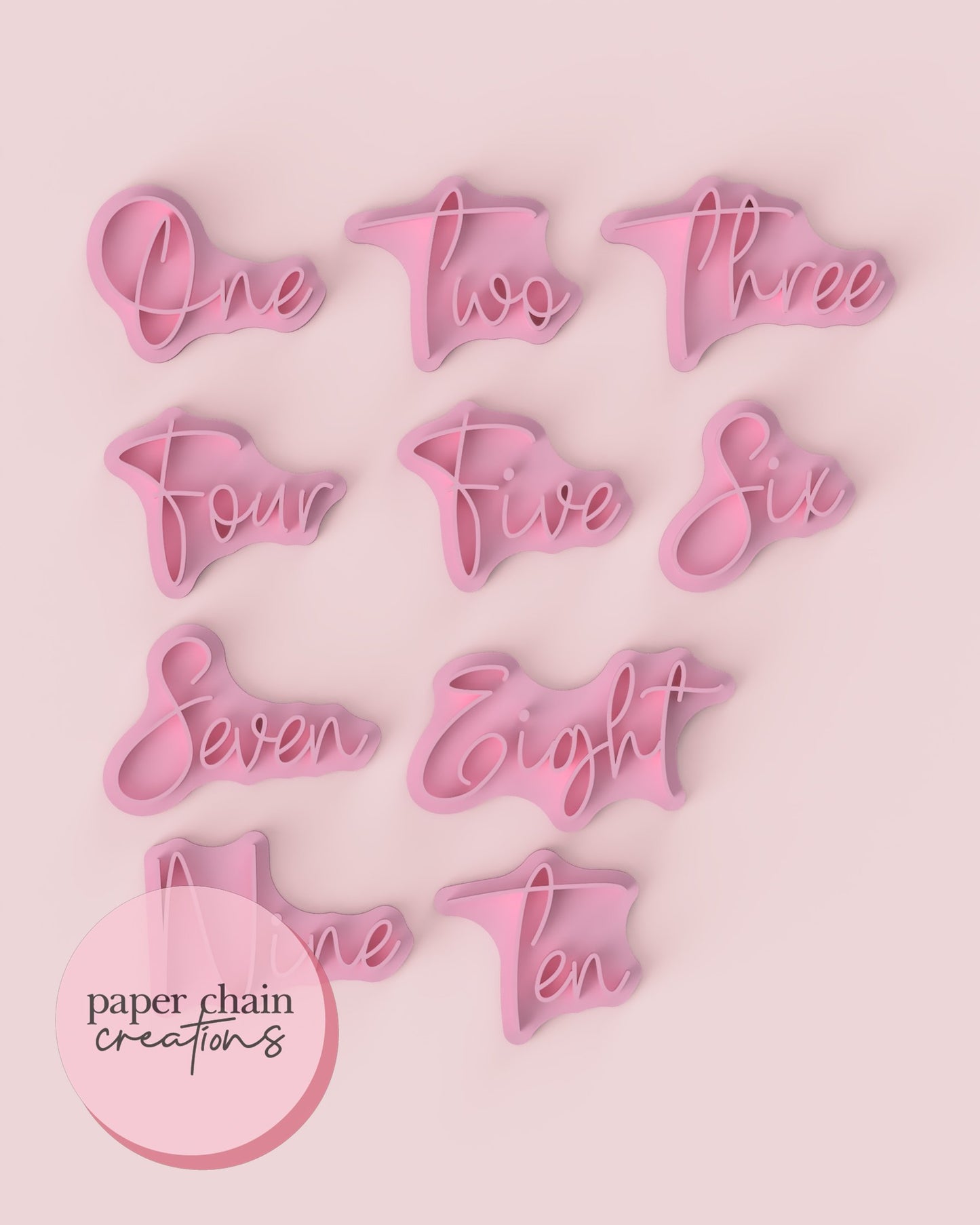 Numbers Citrus Script Fondant Embossers