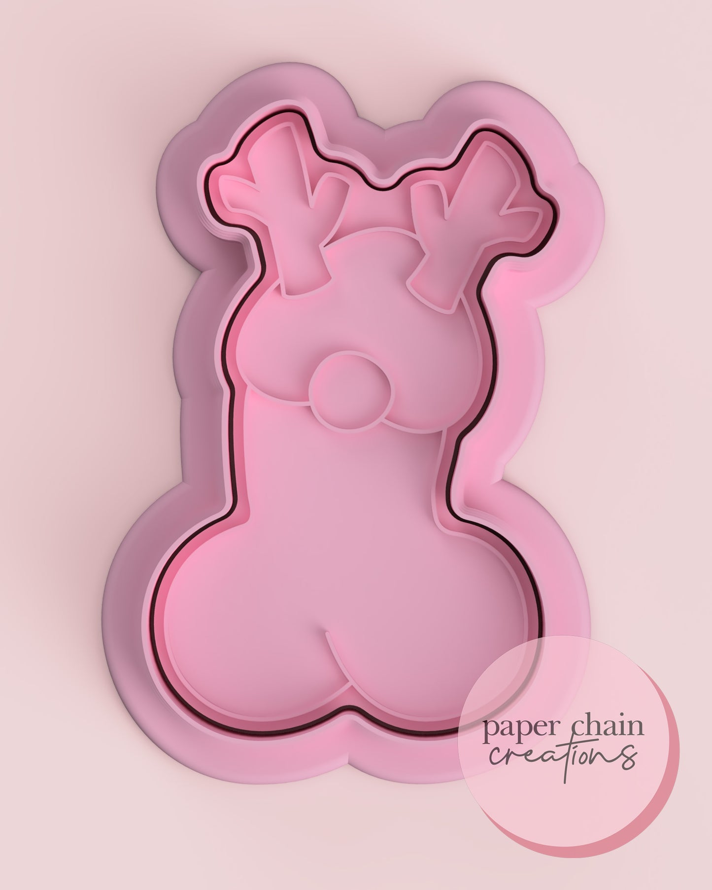 Cute Reindeer Chubby Penis Cookie Cutter and Fondant Embosser