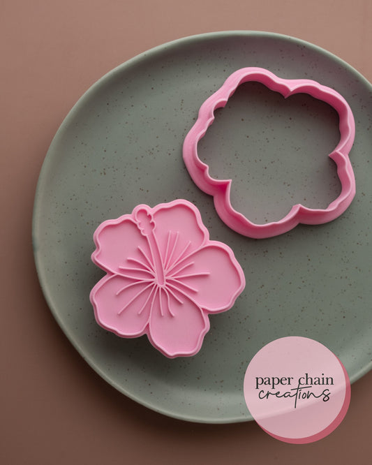 Hibiscus Cookie Cutter and Fondant Embosser