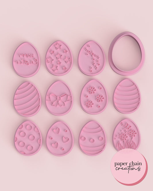 Small Easter Egg Cookie Cutter and Fondant Embosser