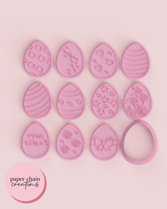 Large Easter Egg Cookie Cutter and Fondant Embosser