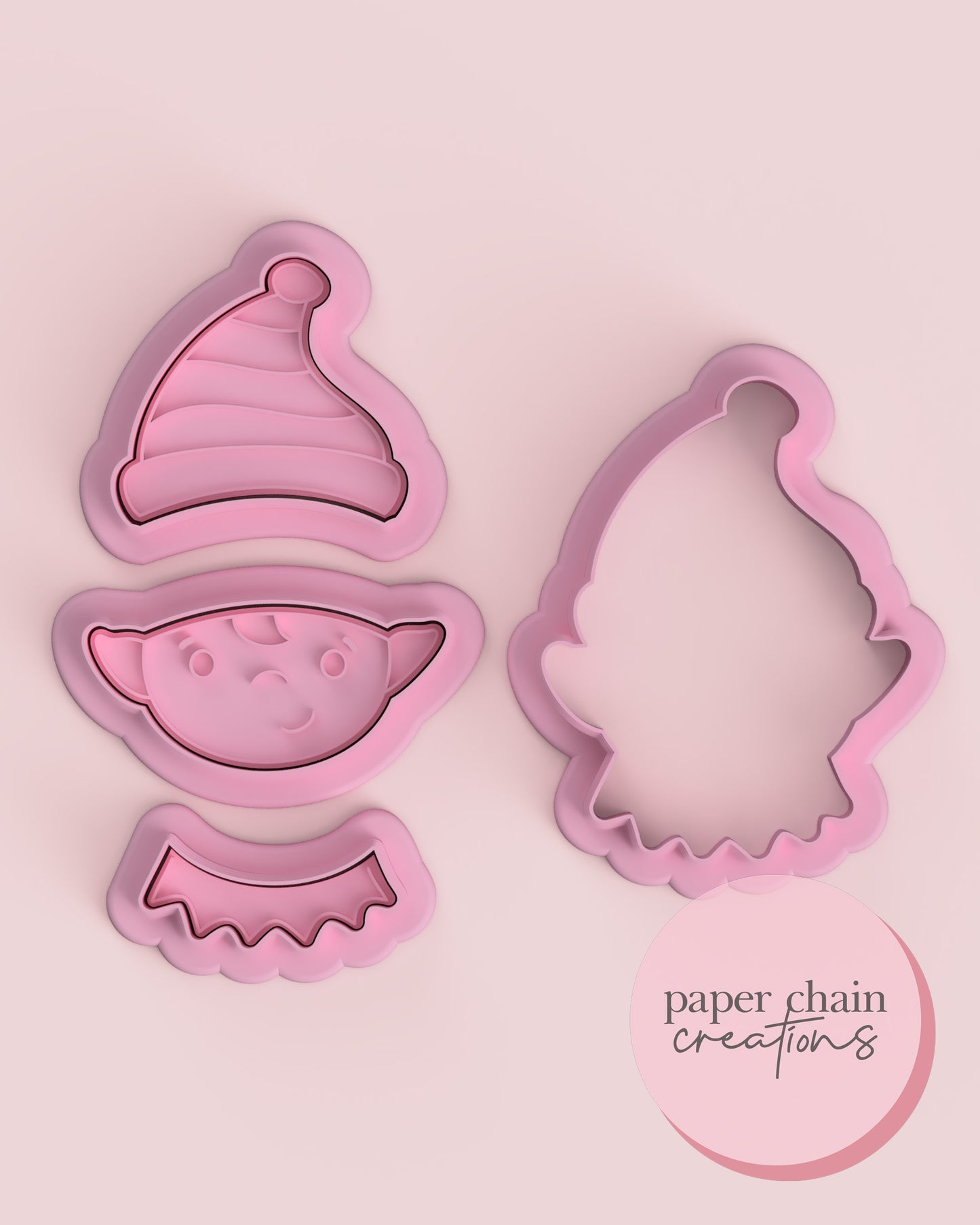 Elf Face Cookie Cutters and Fondant Embossers SET