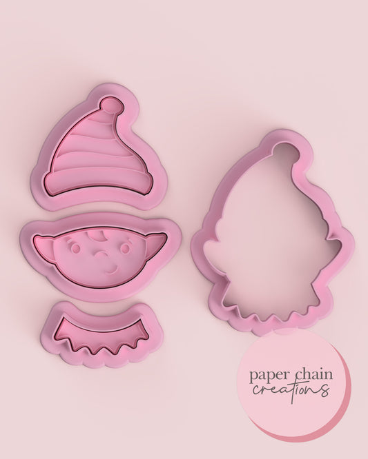 Elf Face Cookie Cutters and Fondant Embossers SET
