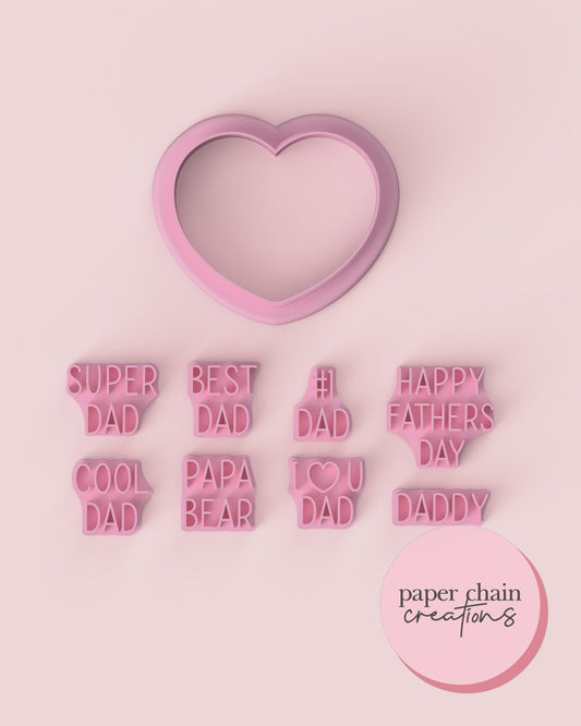 Father's Day Candy Hearts Cookie Cutter and Fondant Embossers