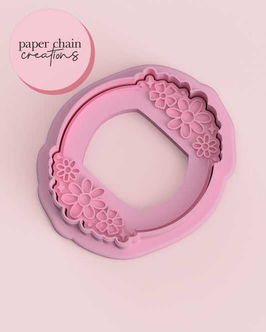 Flower Wreath Cookie Cutter and Fondant Embosser