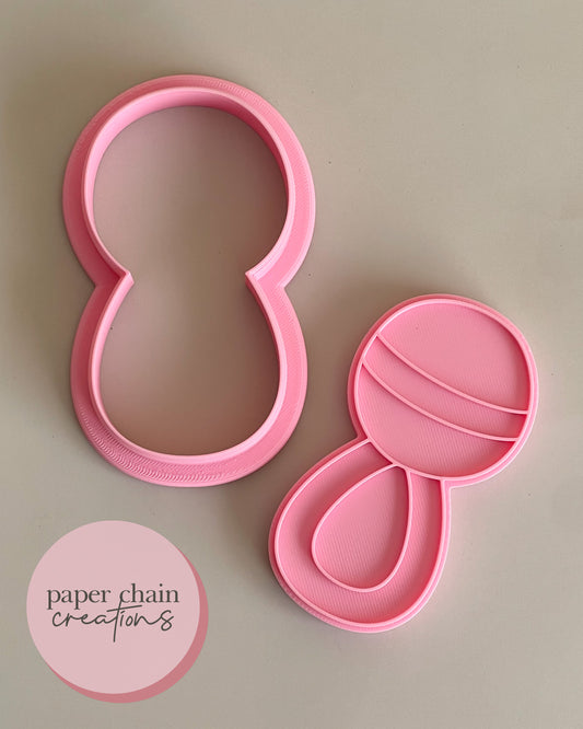 Baby Rattle Cookie Cutter and Fondant Embosser
