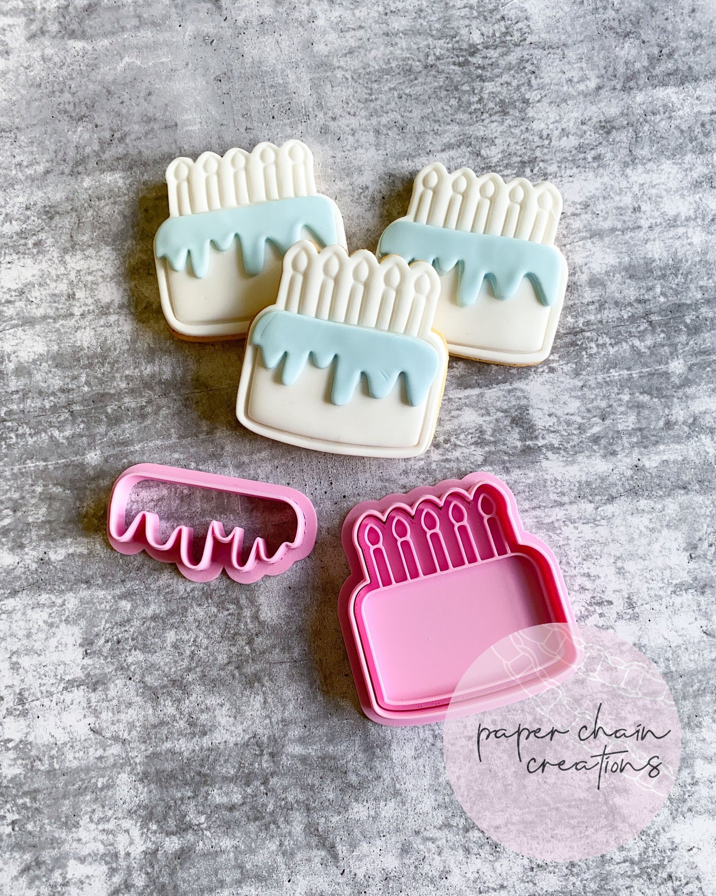 Cake with Drip Set Cookie Cutters and Embosser SET