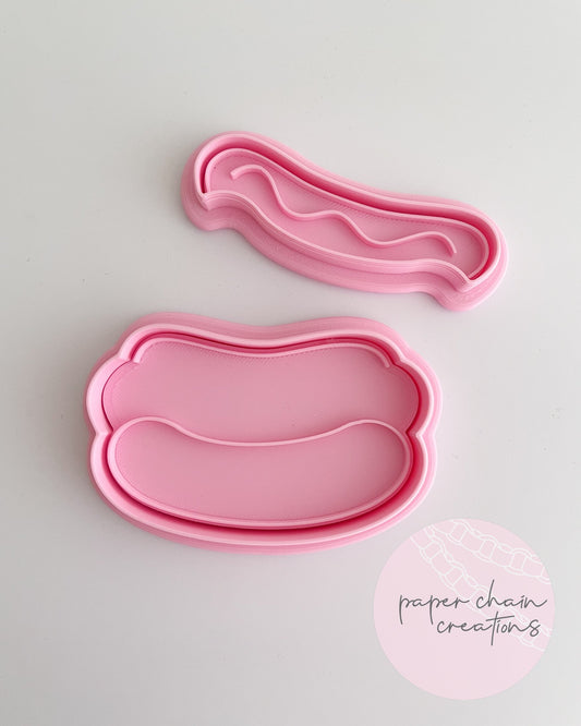 Hot Dog Cookie Cutter and Embosser SET