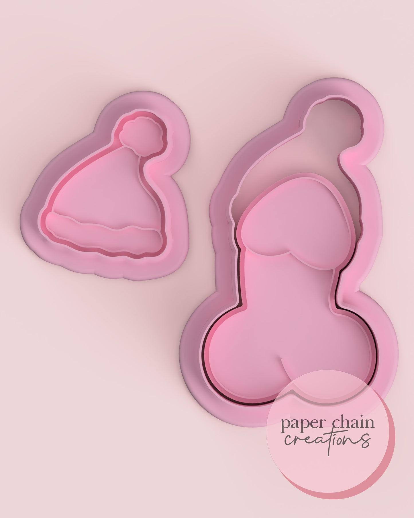Chubby Penis with Santa Hat Cookie Cutter and Fondant Embosser