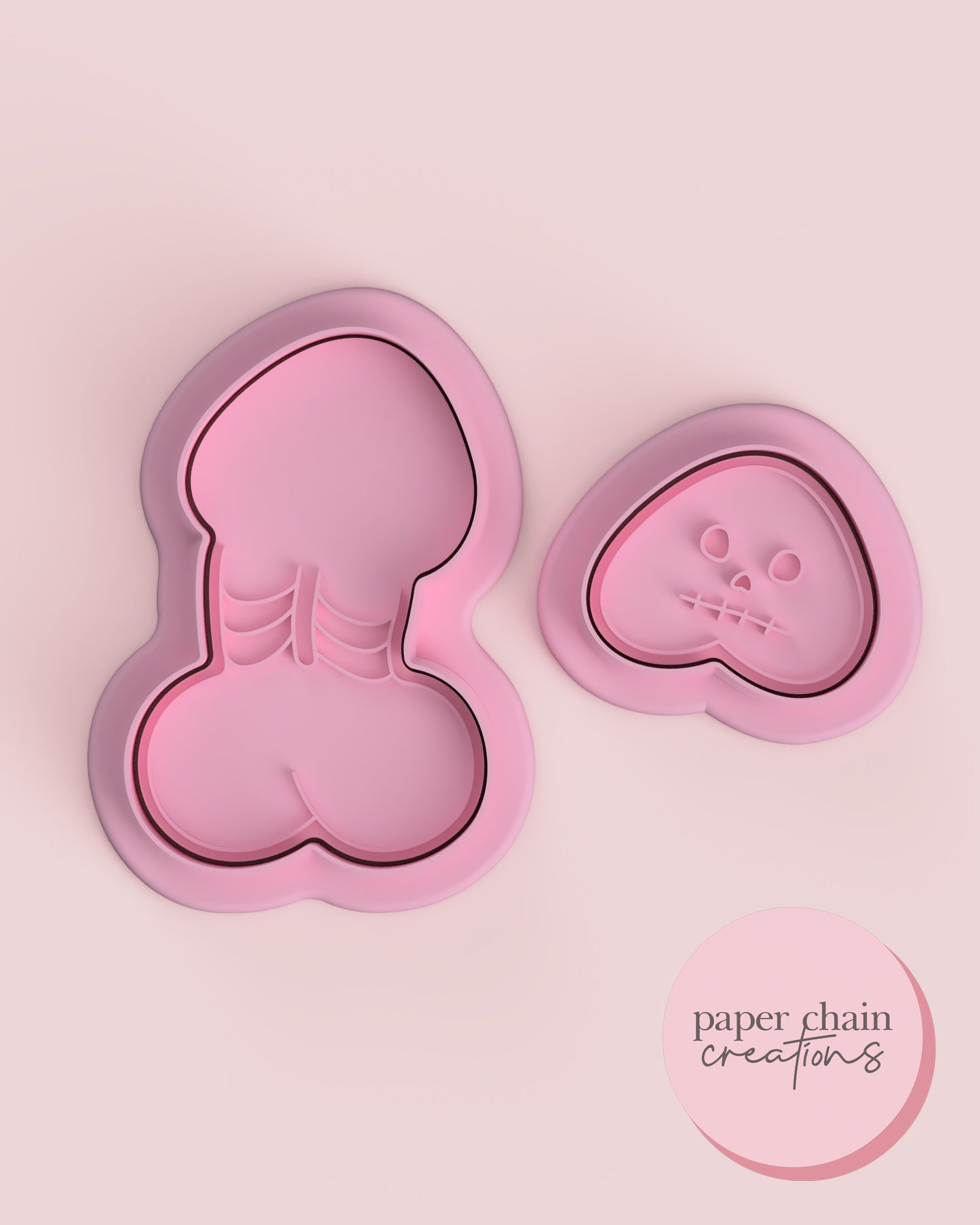 Skeleton Chubby Penis Cookie Cutters and Fondant Embossers SET