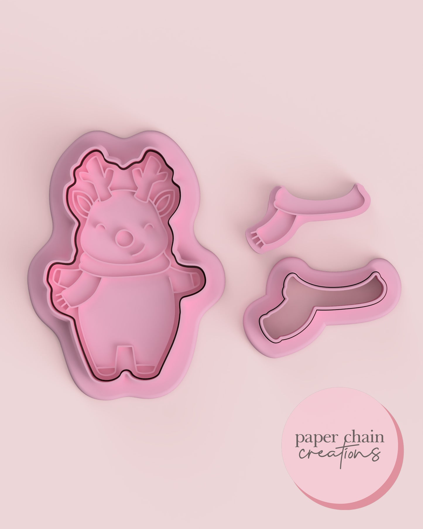 Standing Reindeer Cookie Cutters and Fondant Embossers SET