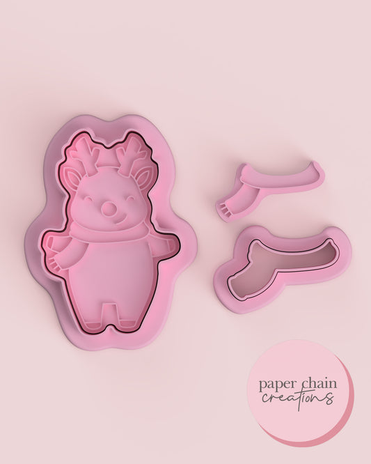 Standing Reindeer Cookie Cutters and Fondant Embossers SET
