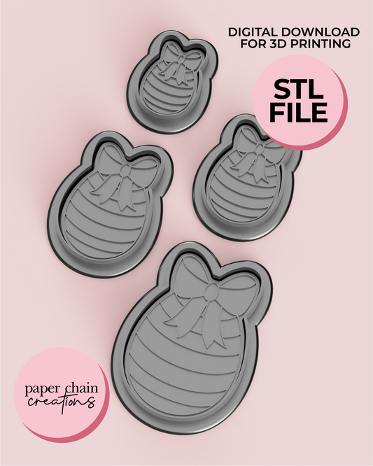 Bow Topped Egg STL Digital Download Cookie Cutter and Fondant Embosser