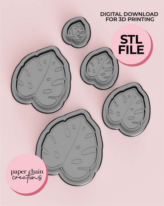 Jungle Leaf STL Digital Download Cookie Cutter and Fondant Embosser