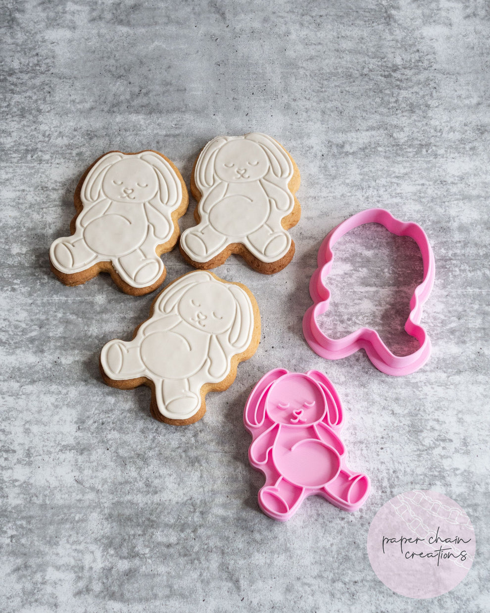 Rabbit Teddy Cookie Cutter and Fondant Embosser – Paper Chain Creations