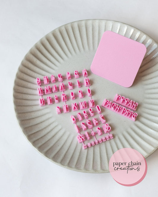 Raspberry Alphabet Font Fondant Embosser Stamp Set