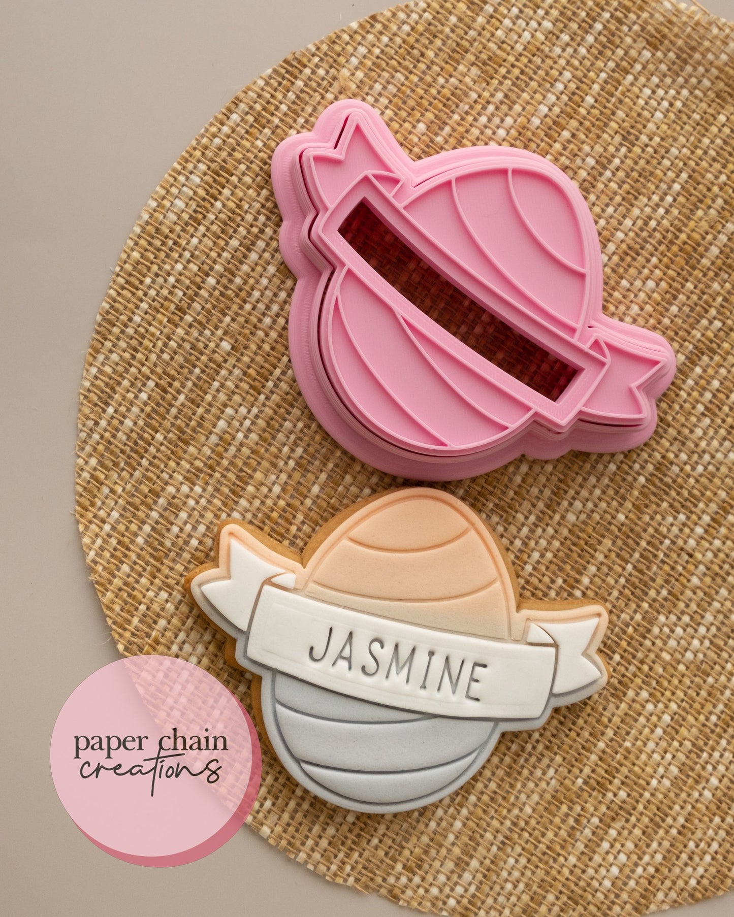 Egg with Straight Banner Cookie Cutter and Fondant Embosser