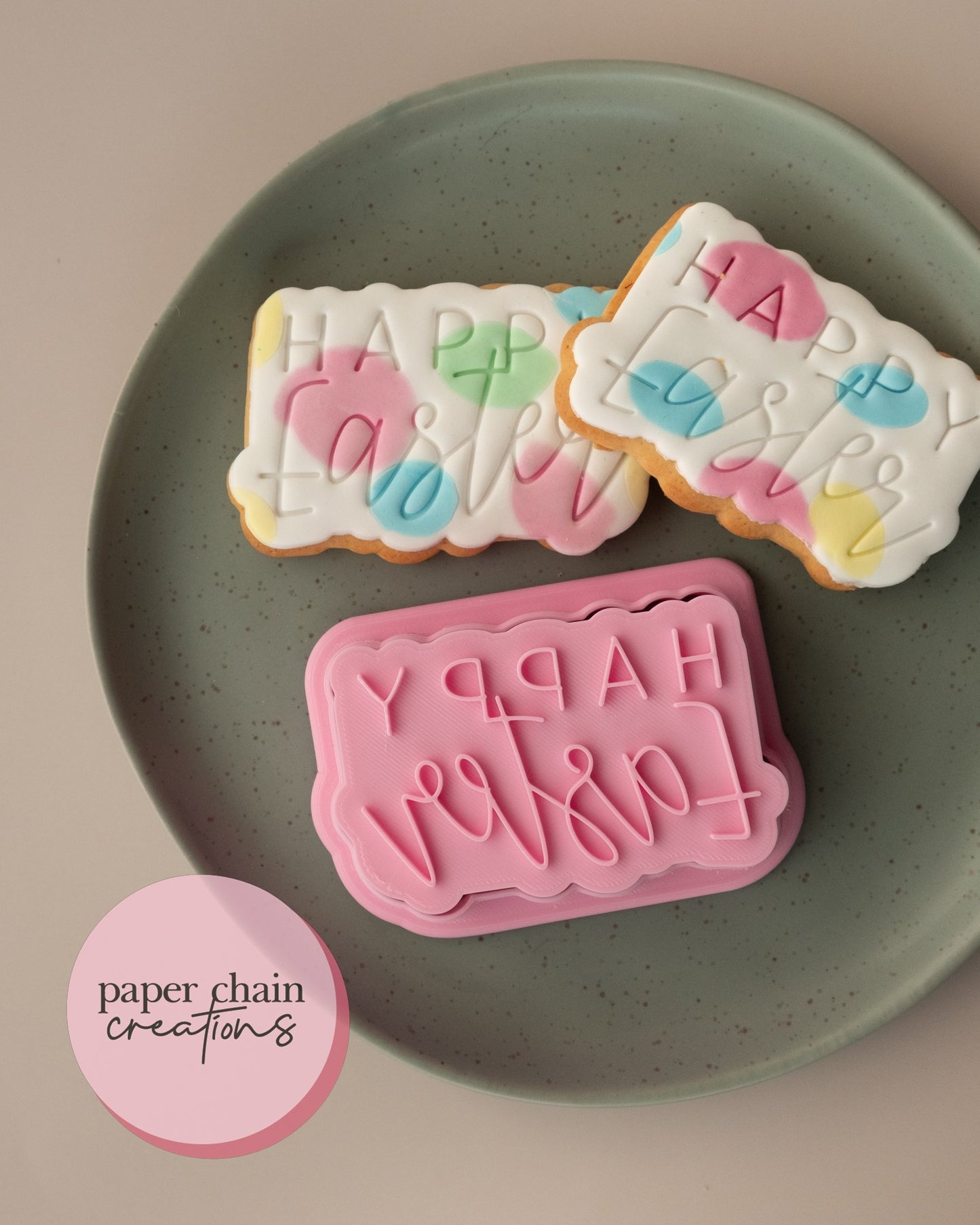 Happy Easter V3 Cookie Cutter and Fondant Embosser
