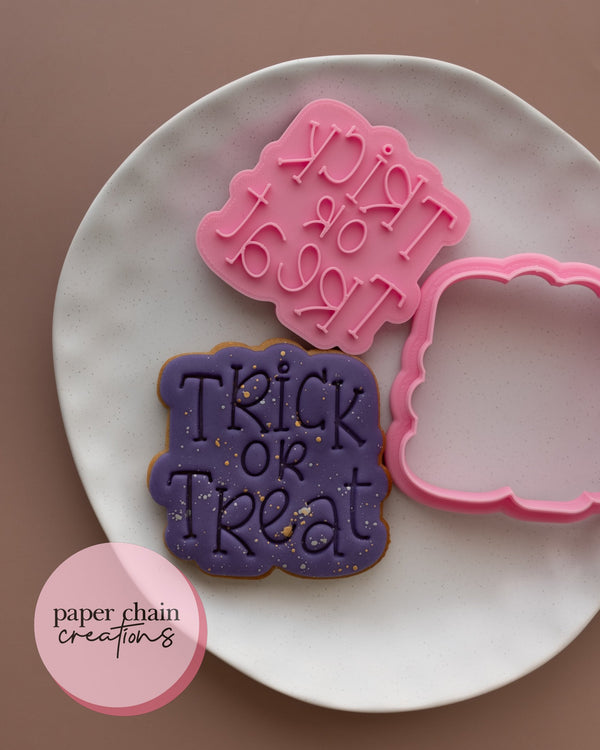 Trick or Treat Cookie Cutter and Fondant Embosser – Paper Chain Creations
