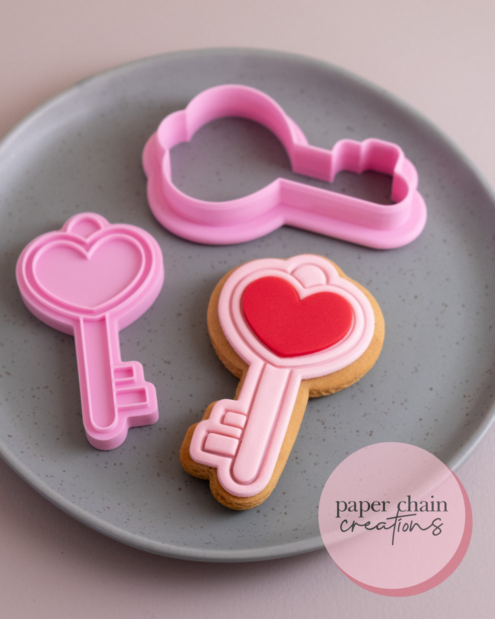 Heart Key Cookie Cutter and Fondant Embosser – Paper Chain Creations