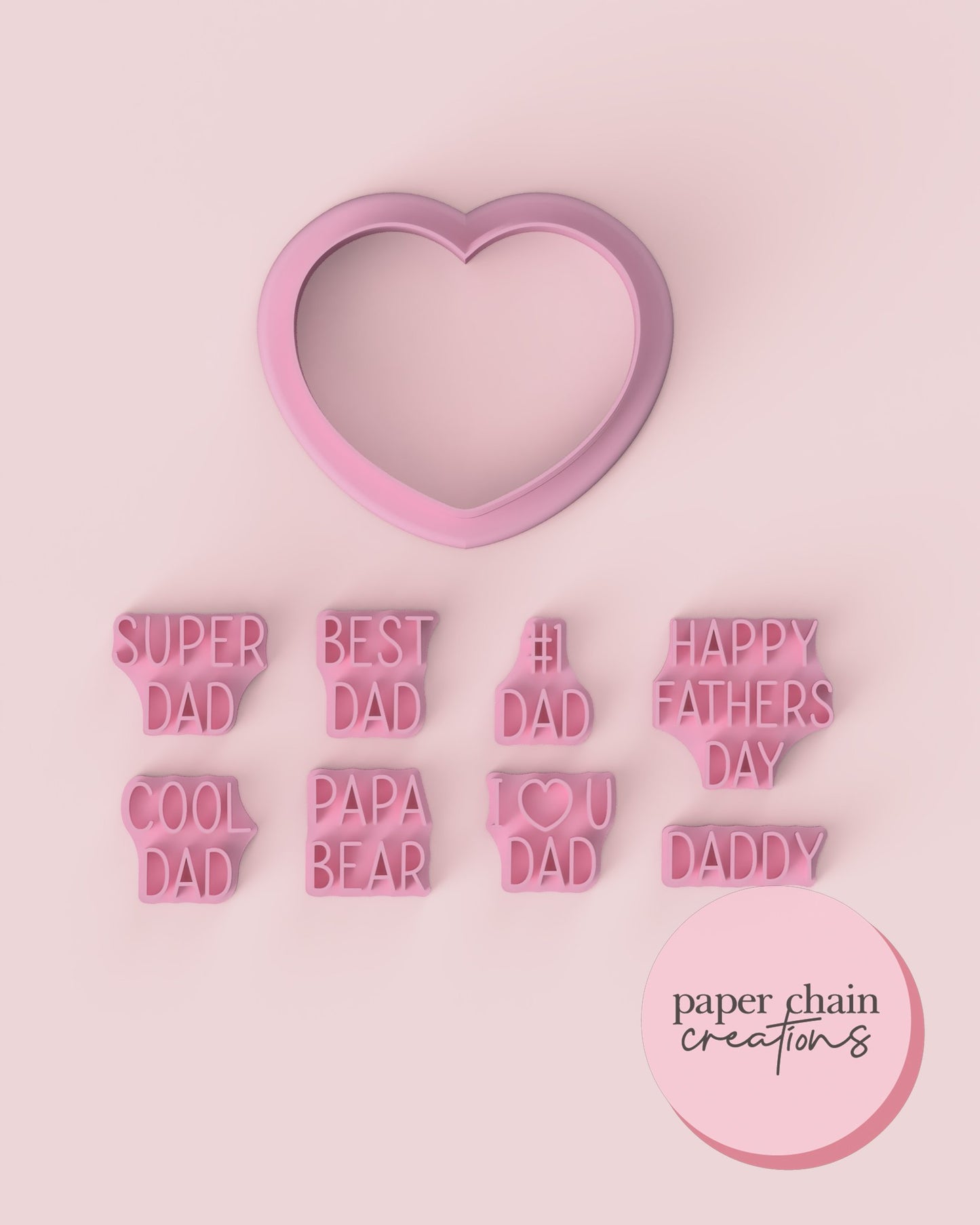 Father's Day Candy Hearts Cookie Cutter and Fondant Embossers