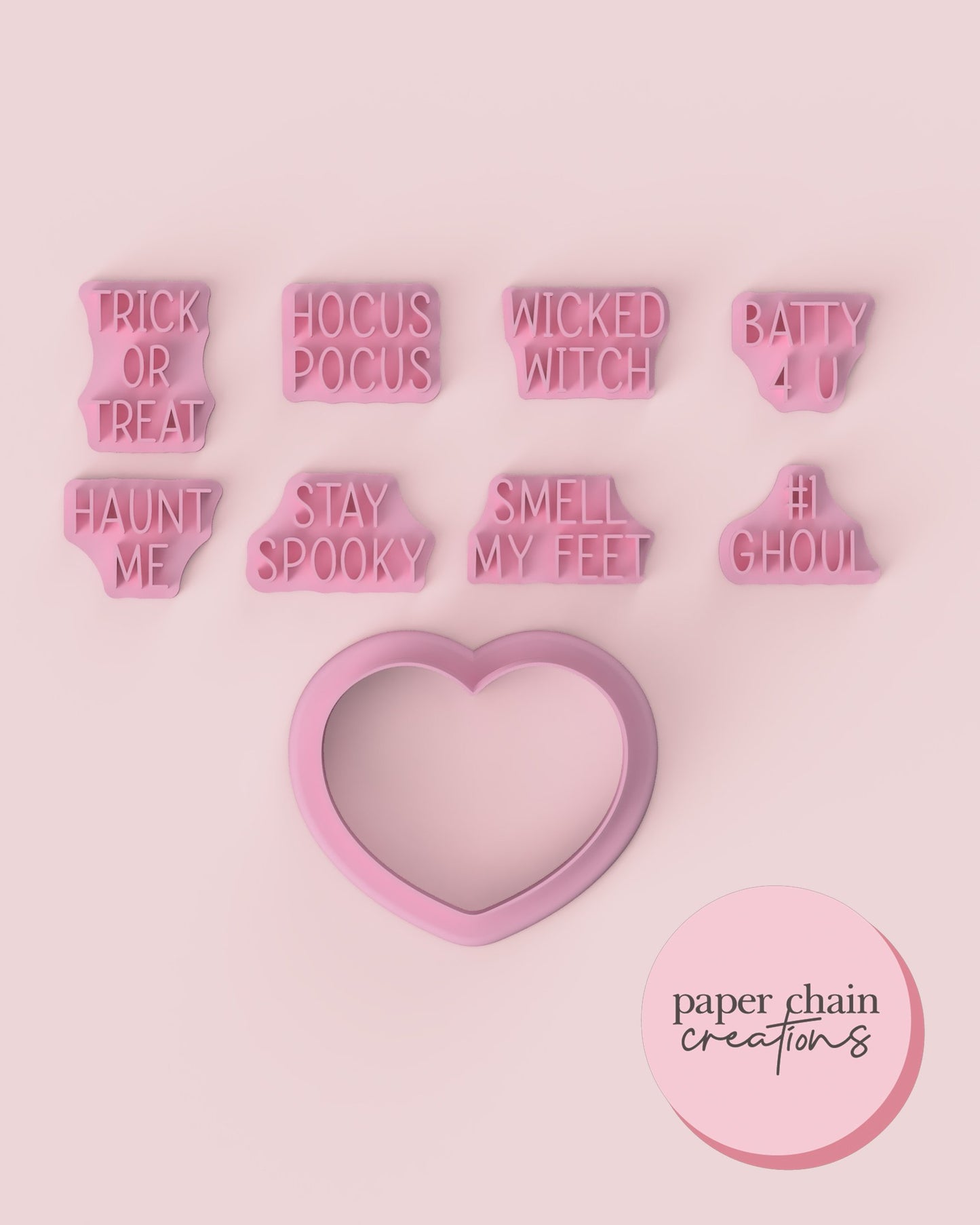 Halloween Candy Hearts Cookie Cutter and Fondant Embossers