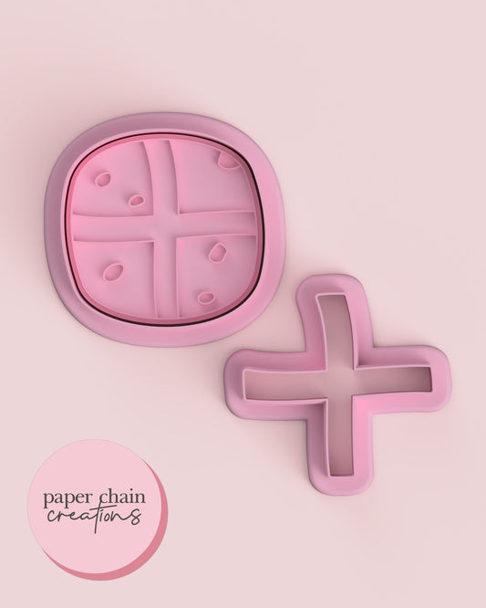 Hot Cross Bun Cookie Cutter and Fondant Embosser